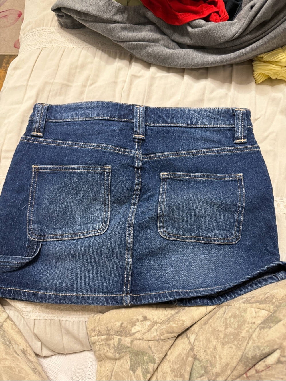 No Boundaries Blue Denim Mini Skirt with Front Patch Pockets - Picture 2 of 3